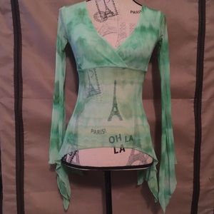 Green Tie-Dye Flowy Top
